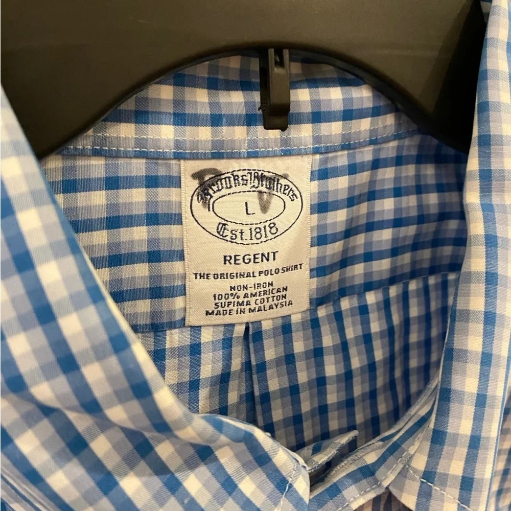 Brooks Brothers Men’s Large Regent Fit Blue‎ Check - Picture 2 of 3